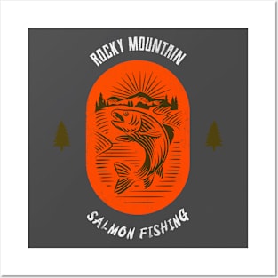 Rocky Mountain Salmon Fishing - Red V2 Posters and Art